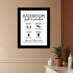 Bathroom Guide Black Framed Print Bathroom Wall Art