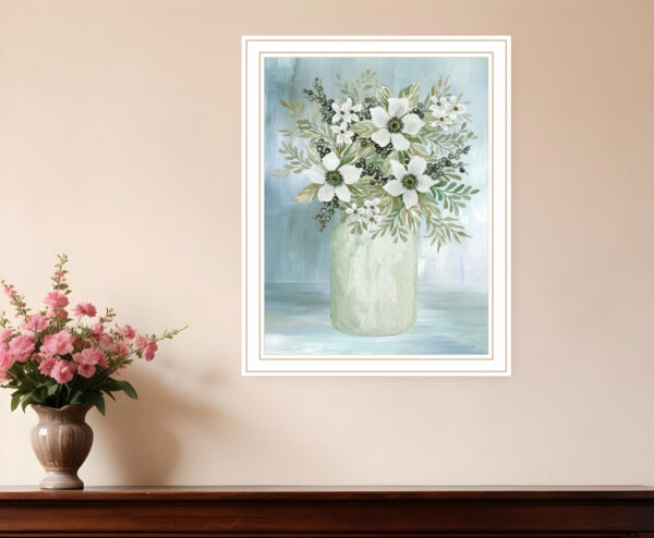 White Blooms White Framed Print Wall Art