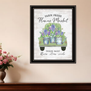 Flower Market Hyacinths Black Framed Print Wall Art