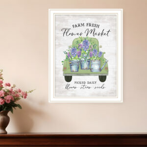 Flower Market Hyacinths White Framed Print Wall Art