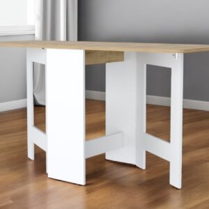 24" Brown And White Folding Sled Base Dining Table