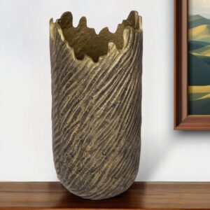 17" Gold Abstract Aluminum Table Vase