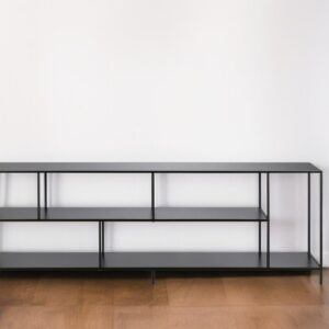70" Black Metal Open shelving TV Stand