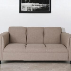 72" Beige Polyester Sofa With Black Legs