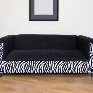 72" Black And White Velvet Zebra Sofa