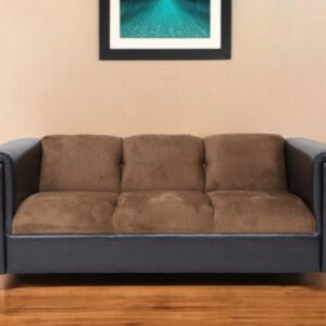72" Brown Chenille Sofa With Black Legs