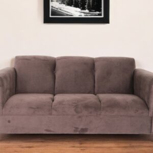 72" Dark Brown Suede Sofa With Black Legs