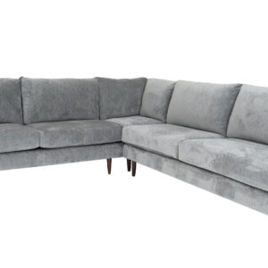 Silver Velvet L Shaped Three Piece Sectional