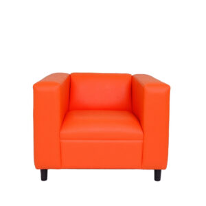 36" Orange and Black Faux Leather Club Chair