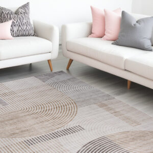 8' X 11' Beige and Brown Abstract Distressed Area Rug