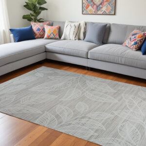 7' X 10' Beige and Ivory Floral Distressed Area Rug
