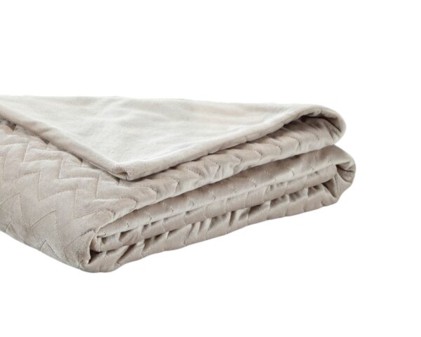 48" X 72" Beige Velvet Quilted Weighted Blanket