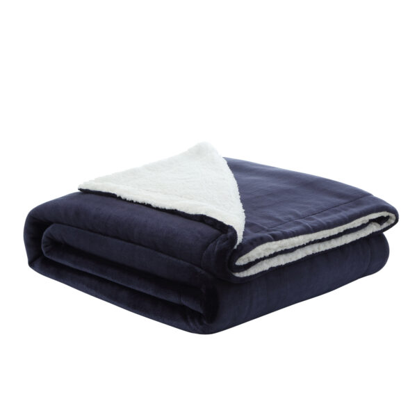108" X 90" Navy Blue Knitted Polyester Plush Throw Blanket