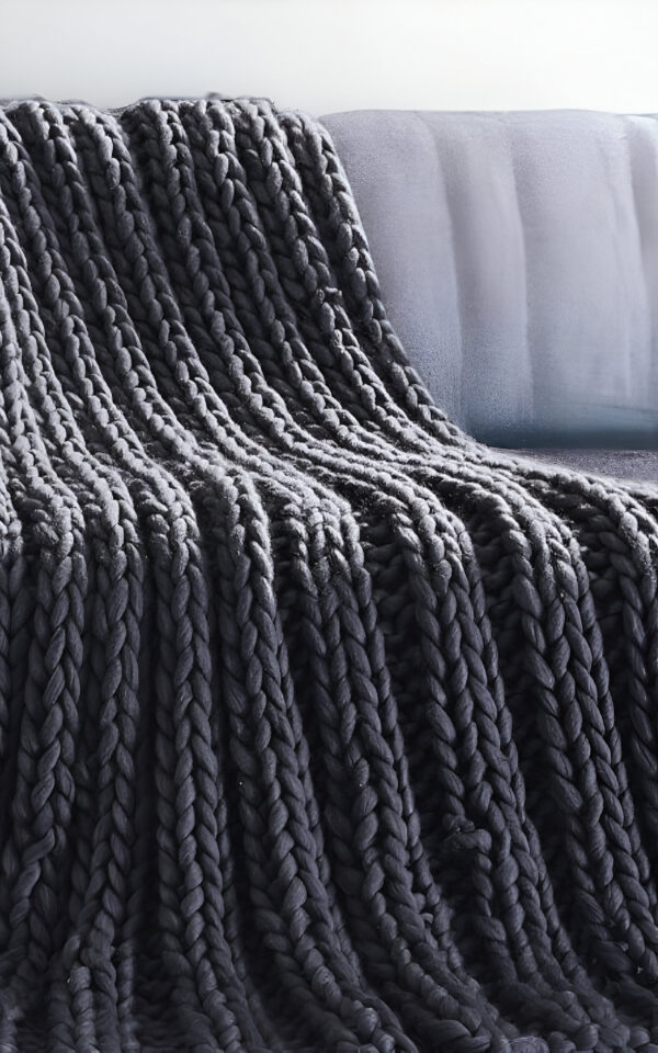 70" X 50" Dark Slate Gray Knitted Polyester Throw Blanket