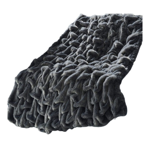60" X 50" Gray Knitted Polyester Plush Throw Blanket