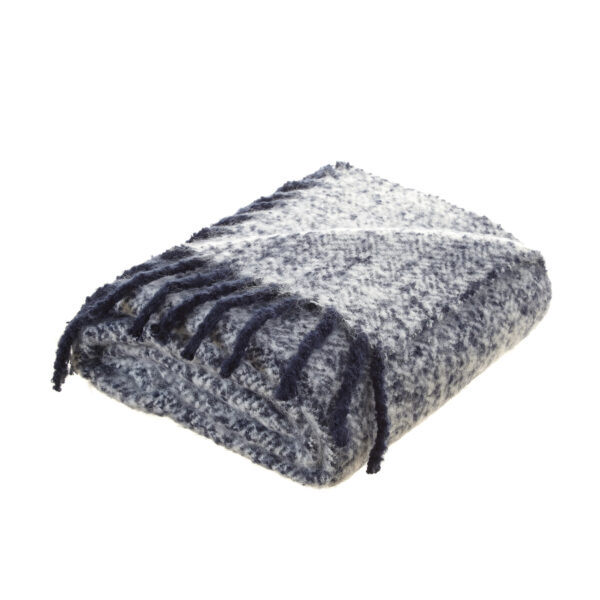 60" X 50" Navy Blue Knitted Acrylic Geometric Throw Blanket