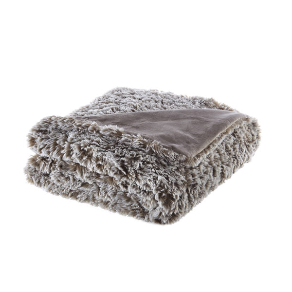 60" X 50" Brown Knitted Polyester Plush Throw Blanket