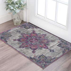 2' x 3' Pink Medallion Power Loom Area Rug