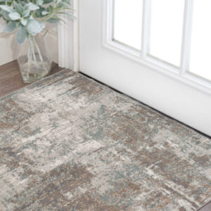 2' X 3' Gray and Light Brown Abstract Power Loom Area Rug