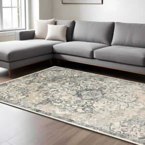 9' X 12' Charcoal and Gray Medallion Power Loom Area Rug