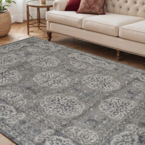 5' X 8' Charcoal and Gray Medallion Power Loom Area Rug