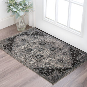 2' X 3' Black And Gray Medallion Area Rug