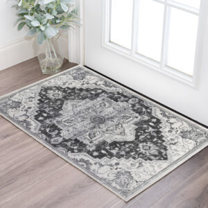 2' X 3' Gray and Dark Gray Medallion Power Loom Area Rug
