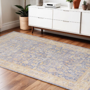 4' X 6' Lavender And Orange Floral Area Rug