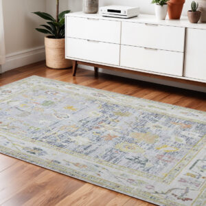 4' X 6' Sage And Gray Medallion Area Rug