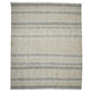 7' X 10' Brown Geometric Flatweave Handmade Distressed Area Rug With Fringe
