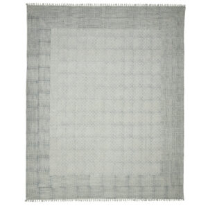 3' X 5' Blue Geometric Flatweave Handmade Distressed Area Rug With Fringe