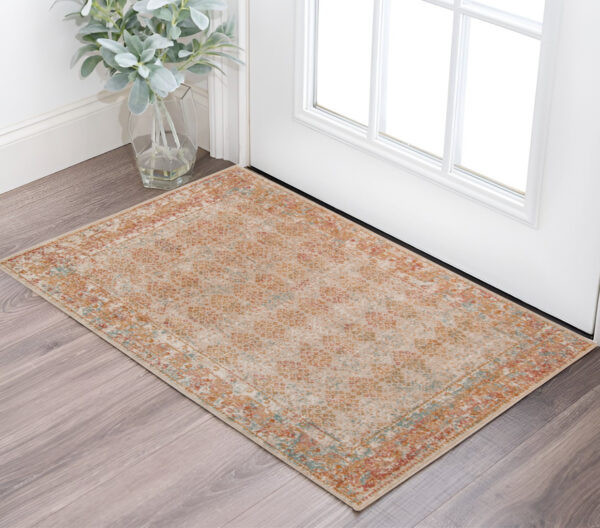 2' X 3' Beige And Orange Southwestern Area Rug