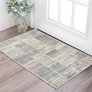 2' X 3' Gray And Light Blue Geometric Area Rug