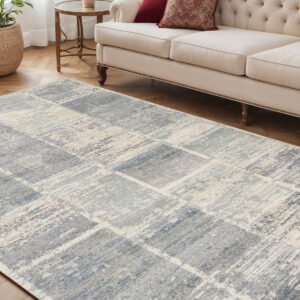 5' X 8' Gray And Light Blue Geometric Area Rug