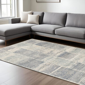 6' X 9' Gray And Light Blue Geometric Area Rug