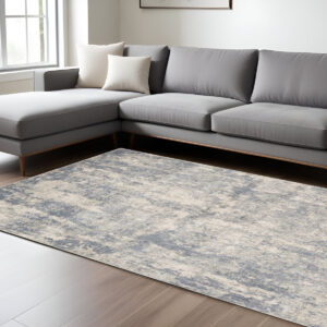 6' X 9' Light Gray And Blue Abstract Area Rug