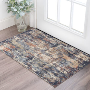 2' X 3' Ivory And Orange Abstract Area Rug
