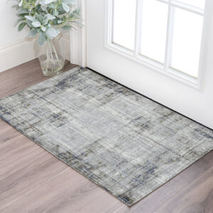 2' X 3' Ivory Blue And Gray Abstract Area Rug