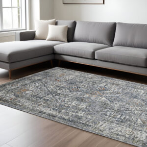 8' X 10' Ivory And Orange Oriental Area Rug