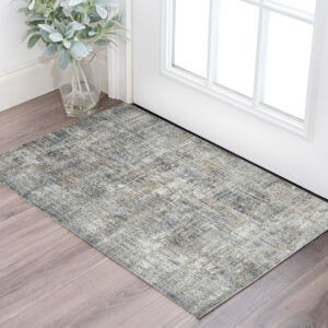 2' X 3' Ivory Gray And Orange Abstract Area Rug