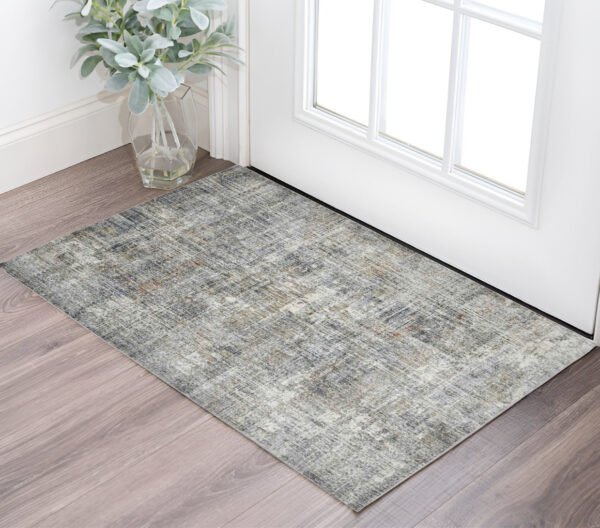 2' X 3' Ivory Gray And Orange Abstract Area Rug