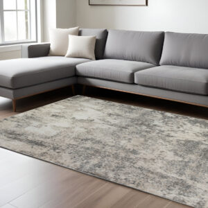 9' X 12' Beige Ivory And Gray Abstract Area Rug