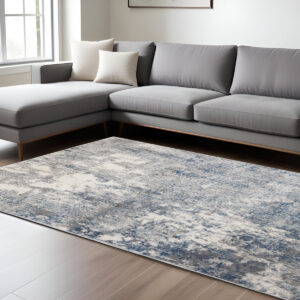 8' X 10' Gray And Light Blue Abstract Area Rug