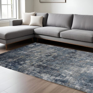9' X 12' Ivory Black And Gray Abstract Area Rug