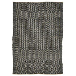 5' X 8' Black and Tan Geometric Flatweave Handmade Area Rug