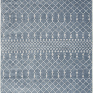 4' X 6' Blue and Ivory Abstract Power Loom Washable Area Rug