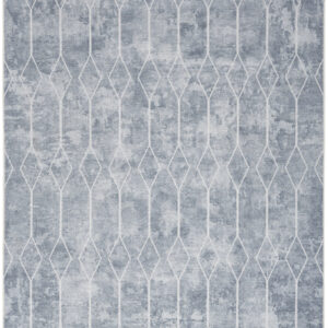 5' X 7' Blue and Gray Geometric Power Loom Washable Area Rug