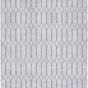 9' X 12' Ivory and Gray Geometric Power Loom Washable Area Rug