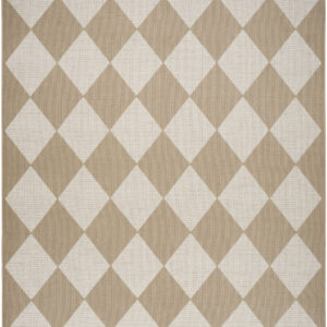 8' X 10' Natural and Ivory Geometric Power Loom Washable Non Skid Area Rug