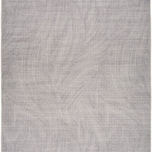 5' X 7' Gray and Ivory Abstract Power Loom Washable Non Skid Area Rug